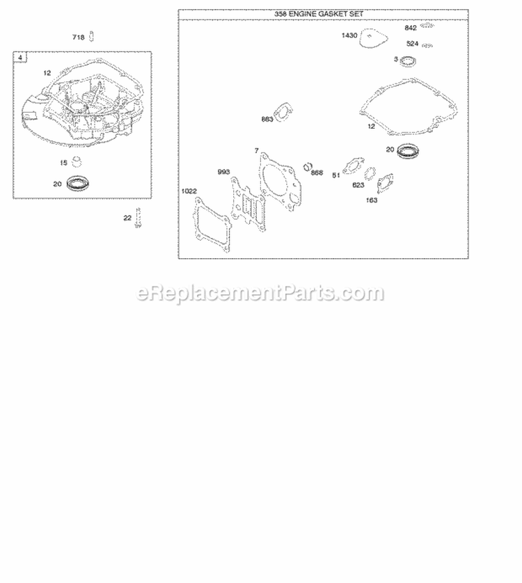Gasket Set-Engine Sump Diagram and Parts List for 114P02-2128-B1  Briggs and Stratton Engine